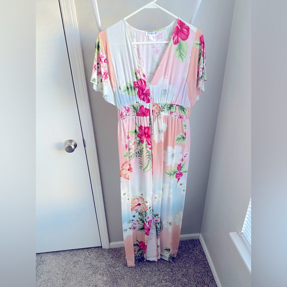 Venus Maxi Floral Dress Size Medium with Slit Halfway up the Front